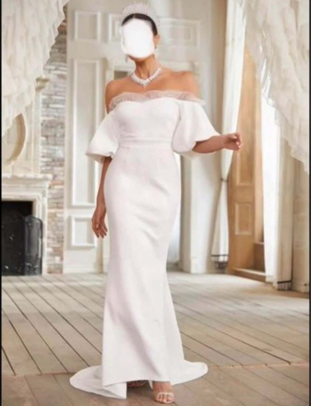 Brand NEW Giffniseti Off Shoulder Contrast Mesh Mermaid Hem Wedding Dress